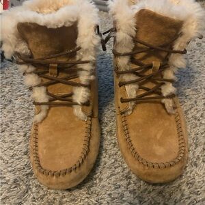 UGG Tan Moccasins with Cream Fur